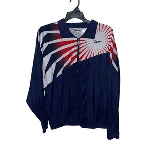 Reebok Navy and Red Graphic Windbreaker